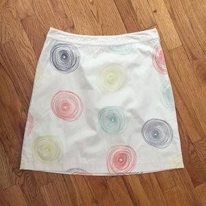 Boden Cream Circle Embroidered Cotton Pencil Skirt